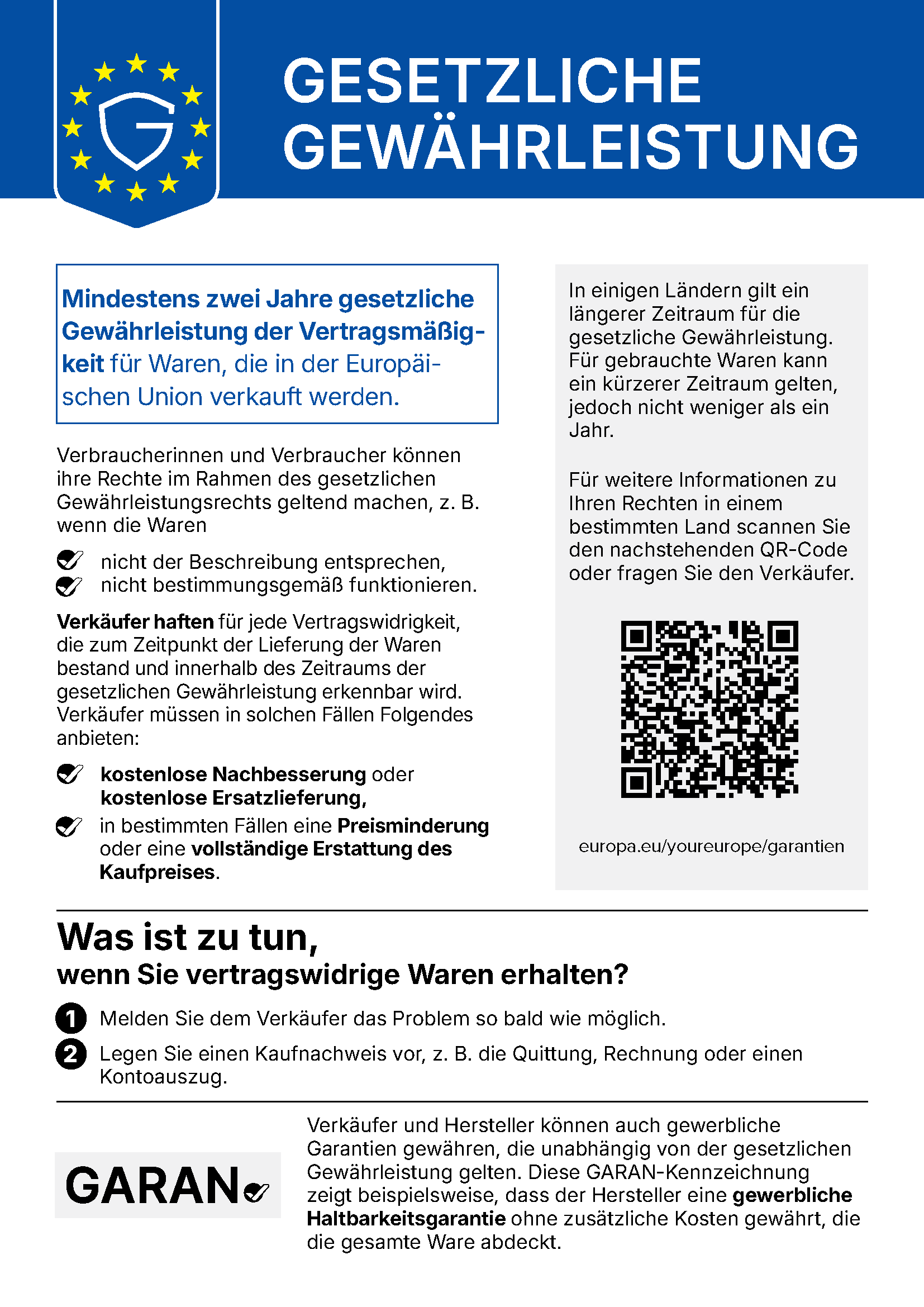 EU notice on the legal guarantee of conformity